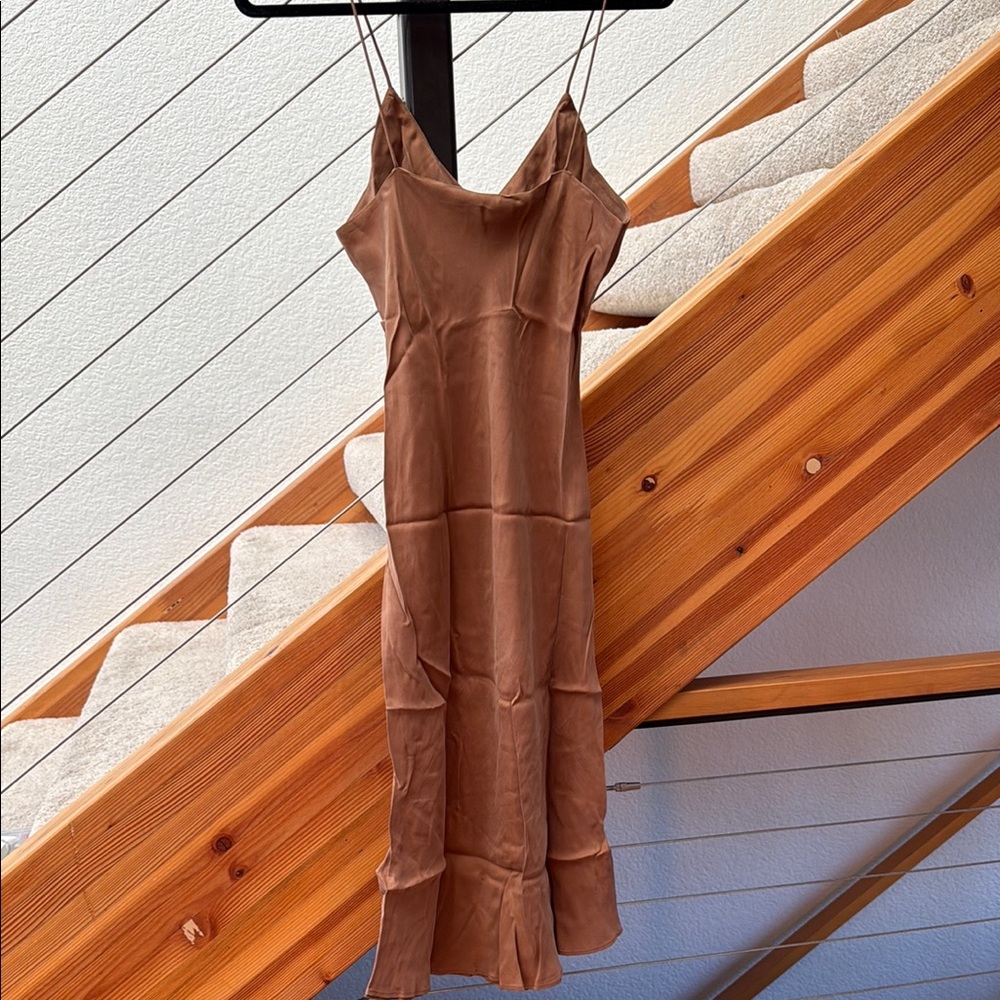 Anine Bing Elegant Tan Slip Dress Sz M - Picture 5 of 7